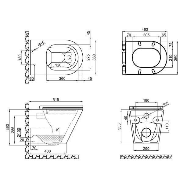 

Унитаз подвесной Qtap Scorpio безободковый с сидением Soft-close QT1433053ERMB