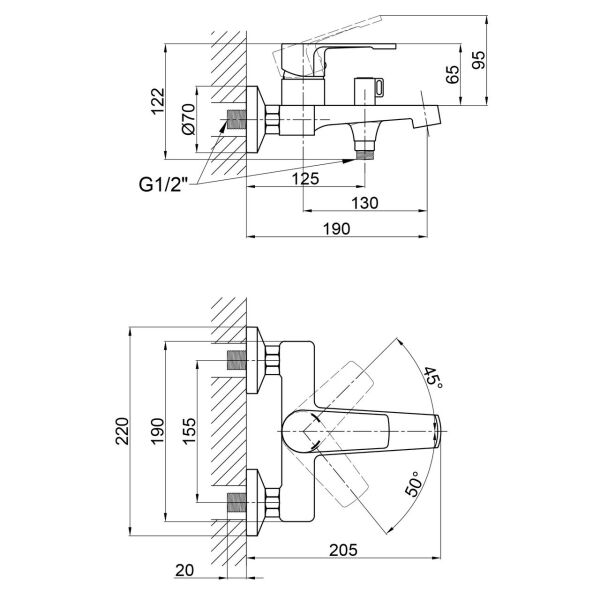 

Смеситель для ванны Qtap Vitkov 3019104GC