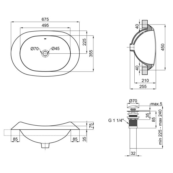 

Раковина Qtap Leo 660x425x250 White с донным клапаном QT11114032W