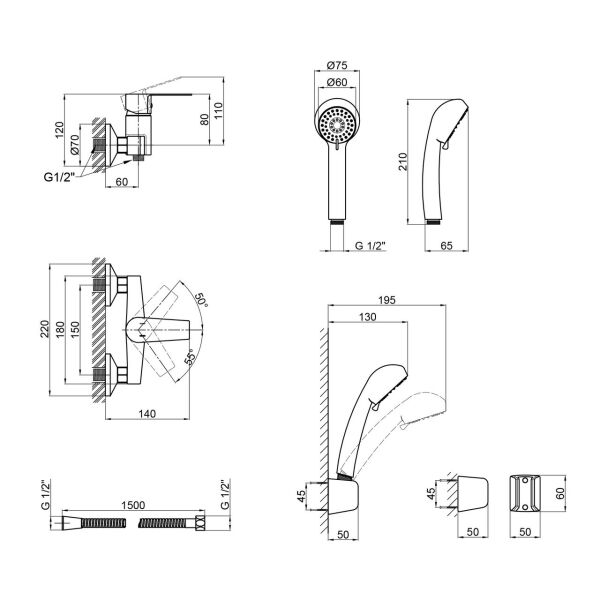 

Смеситель для душа Qtap Levny 4050104C