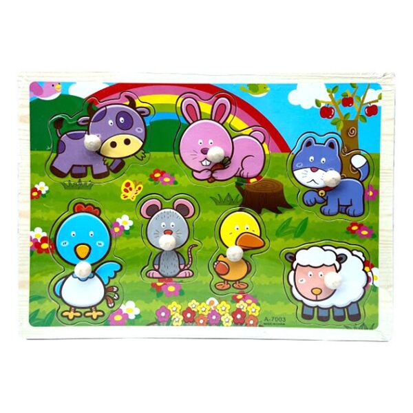 

Деревянная игрушка Рамка-вкладыш MD 2196 с ручками (Радуга)
