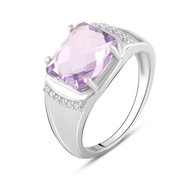 

Кольцо из серебра с аметистом и куб. циркониями, размер 16.5 (1756650)