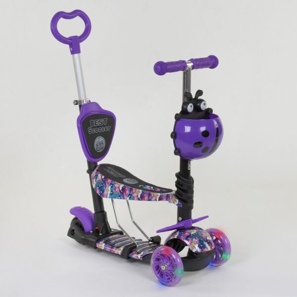 

Самокат BEST SCOOTER 19870 5в1 фиолетовый (колеса светятся)