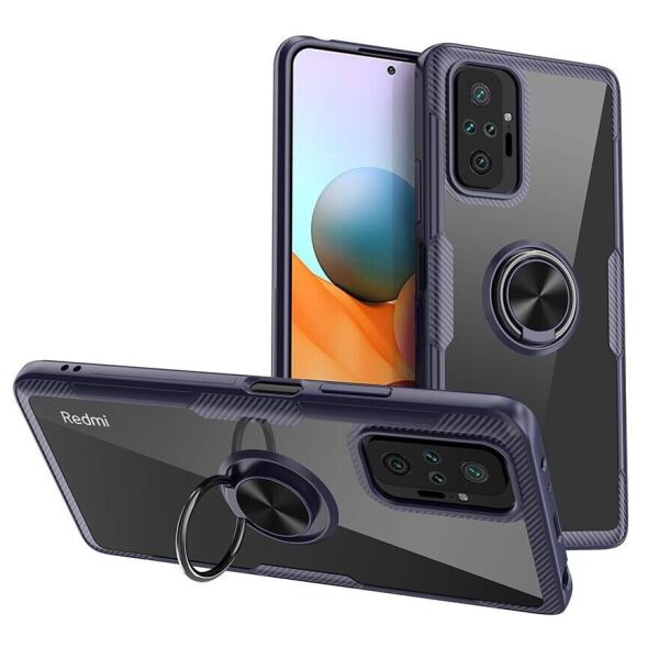

Защитный чехол Deexe Clear Ring для Xiaomi Redmi Note 10 Pro - Navy Blue