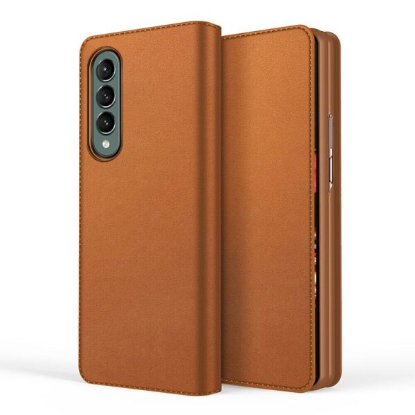 

Защитный чехол Deexe Leather Wallet для Samsung Galaxy Z Fold 3 - Brown