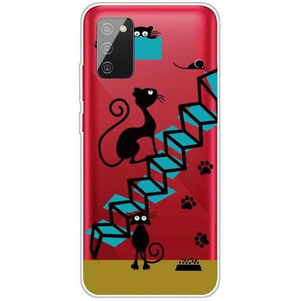 

Силиконовый (TPU) чехол Deexe Pretty Glossy для Samsung Galaxy A03s (A037) - Cat and Stair