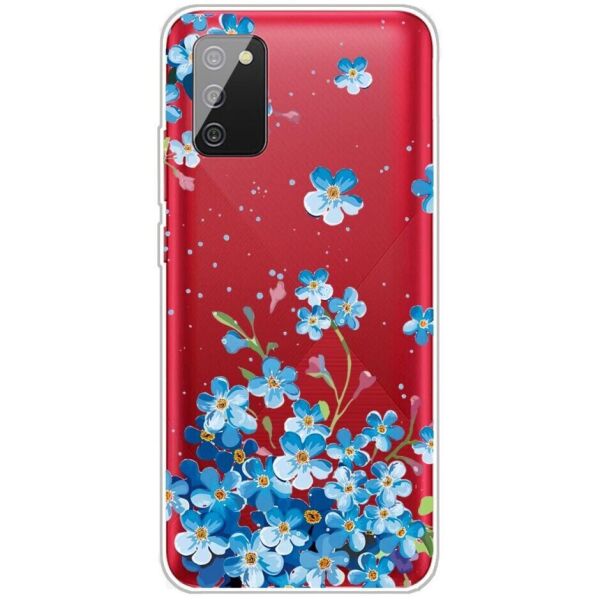

Силиконовый (TPU) чехол Deexe Pretty Glossy для Samsung Galaxy A03s (A037) - Blue Flowers