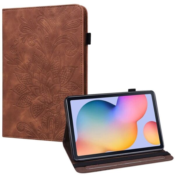 

Защитный чехол Deexe Flower Print для Samsung Galaxy Tab S6 lite 10.4 (P610/615) - Brown