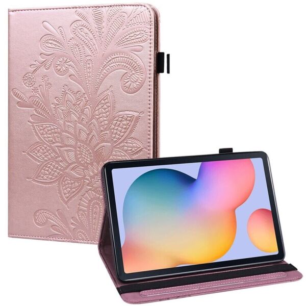 

Защитный чехол Deexe Flower Print для Samsung Galaxy Tab S6 lite 10.4 (P610/615) - Rose Gold