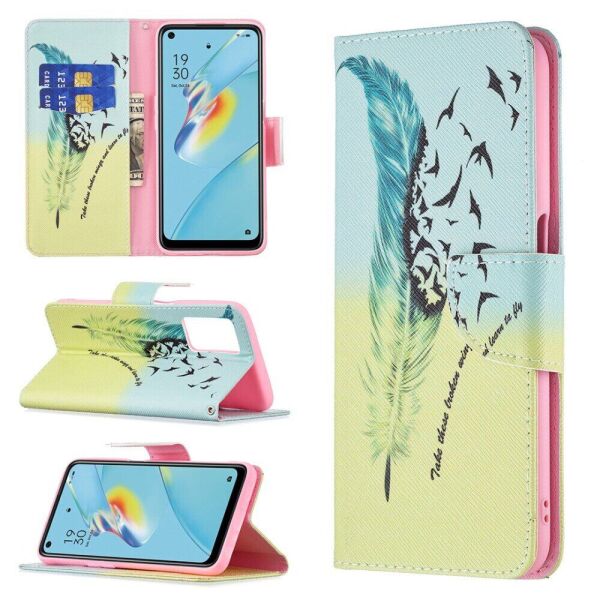 

Чехол-книжка Deexe Color Wallet для OPPO A54 - Feather/Bird Pattern