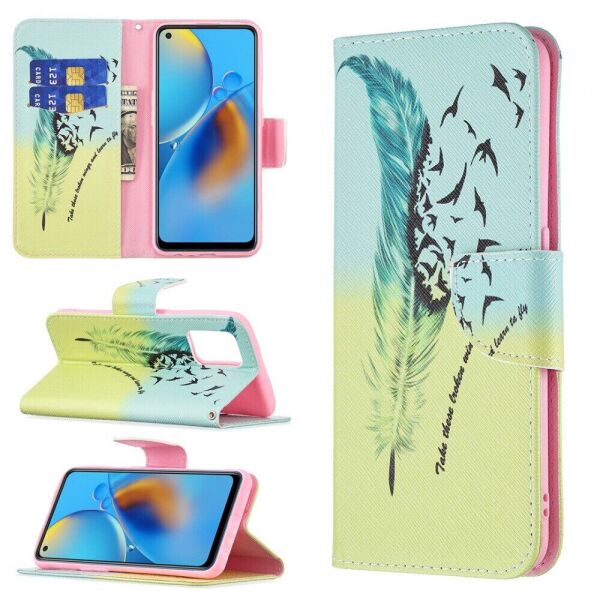 

Чехол-книжка Deexe Color Wallet для OPPO A74 - Feather/Bird Pattern