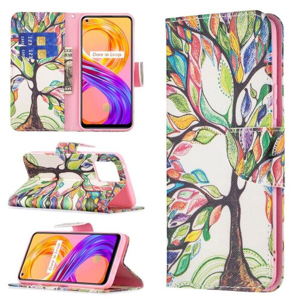 

Чехол-книжка Deexe Color Wallet для Realme 8 / 8 Pro - Life Tree