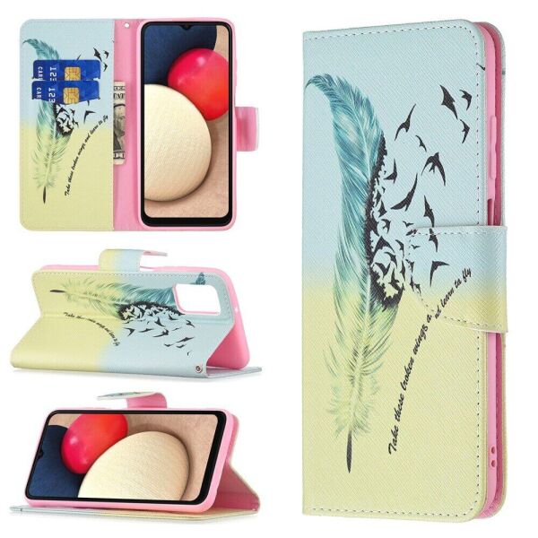 

Чехол-книжка Deexe Color Wallet для Samsung Galaxy A03s (A037) - Feather and Bird