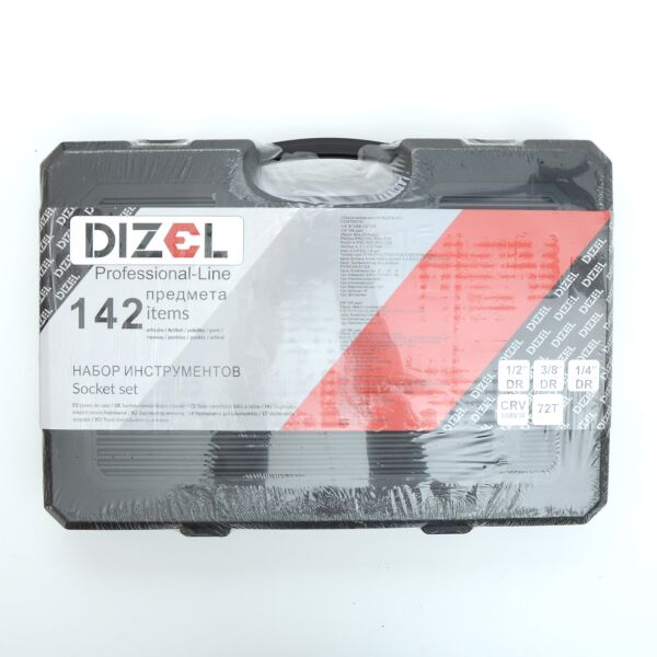 

Набор инструмента 142 предмета DIZEL DZ-142 1/2-3/8-1/4" (Е+ свеч+ удл+ трещ+ ворот+ кард+ биты+ инстр)