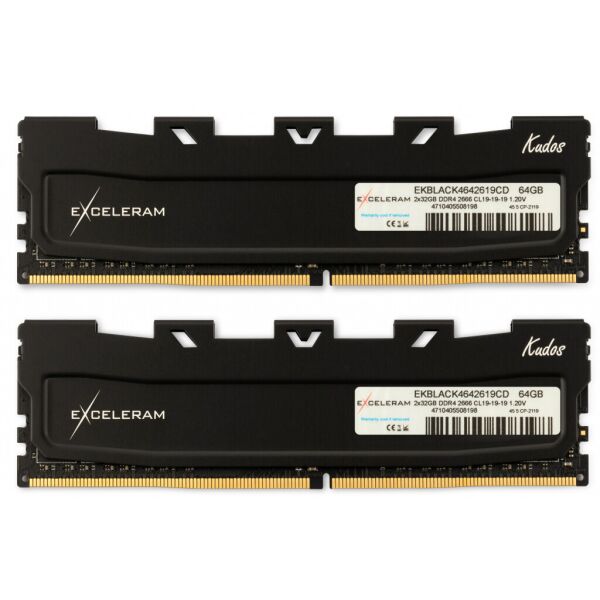 

Модуль памяти для компьютера DDR4 64GB (2x32GB) 2666 MHz Black Kudos eXceleram (EKBLACK4642619CD)