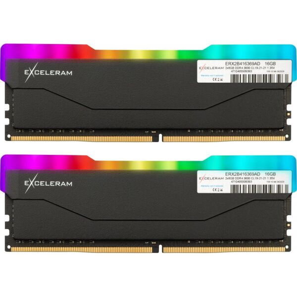 

Модуль памяти для компьютера DDR4 16GB (2x8GB) 3600 MHz RGB X2 Series Black eXceleram (ERX2B416369AD)