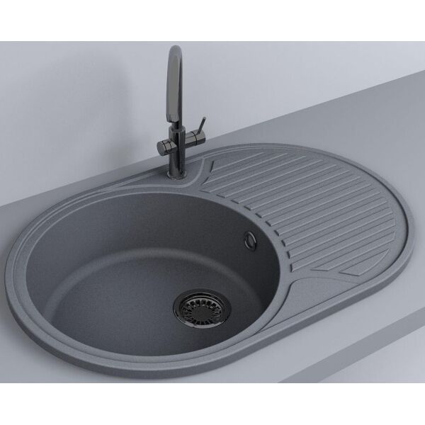 

Кухонная мойка из гранита овальная Fancy Marble Vermont Серая