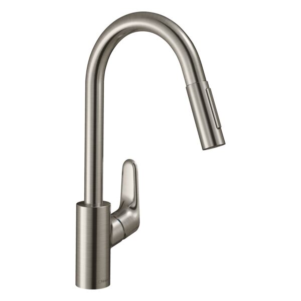 

Смеситель для кухни Hansgrohe Focus однорычажный с выдвижным изливом Сталь 31815800