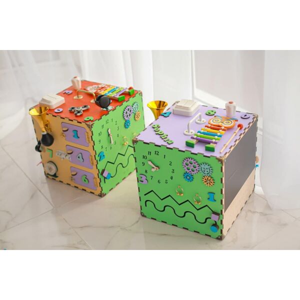 

Бизикуб цветной30*30*30 см, бизиборд