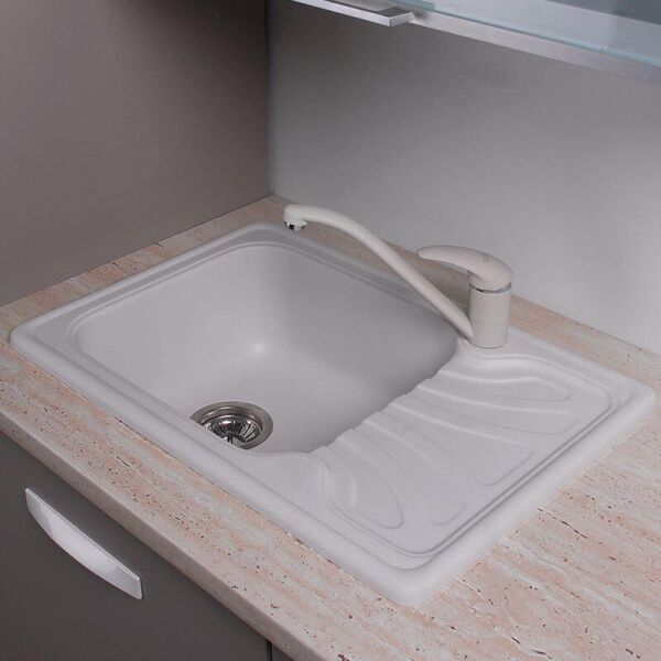

Кухонная мойка из гранита прямоугольная Fancy Marble Filadelfia Белая
