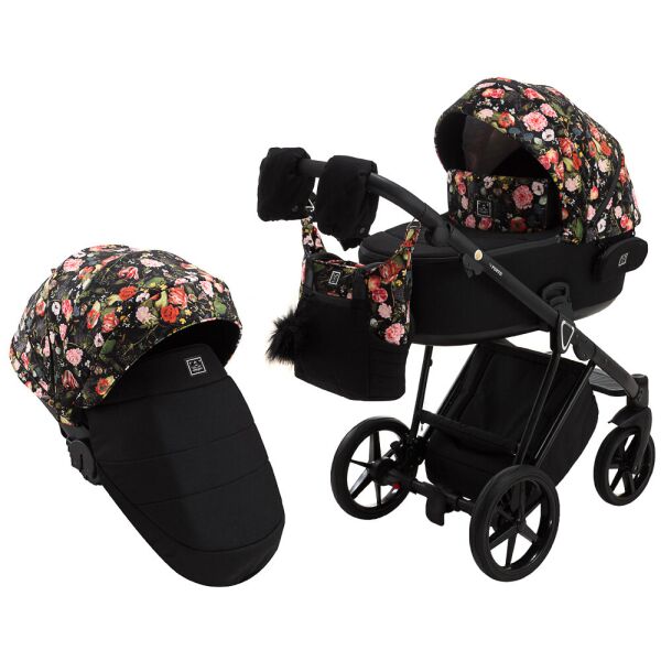 

Коляска 2 в 1 Adamex Porto Flowers черный 625654