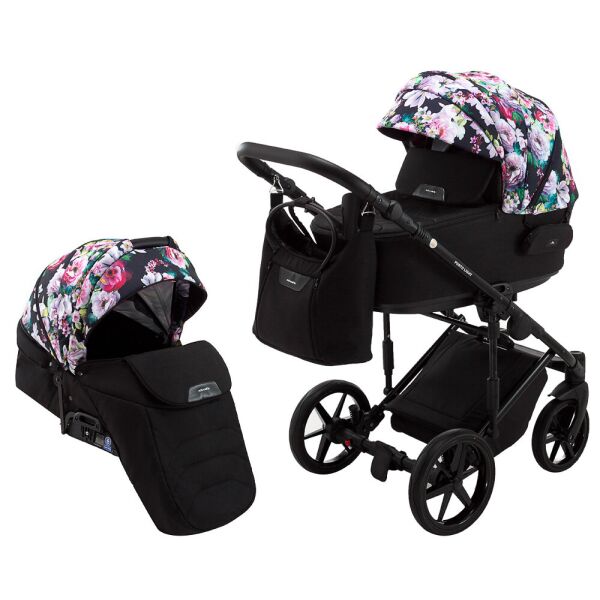 

Коляска 2 в 1 Adamex Porto Light Flowers 10 черный 625718