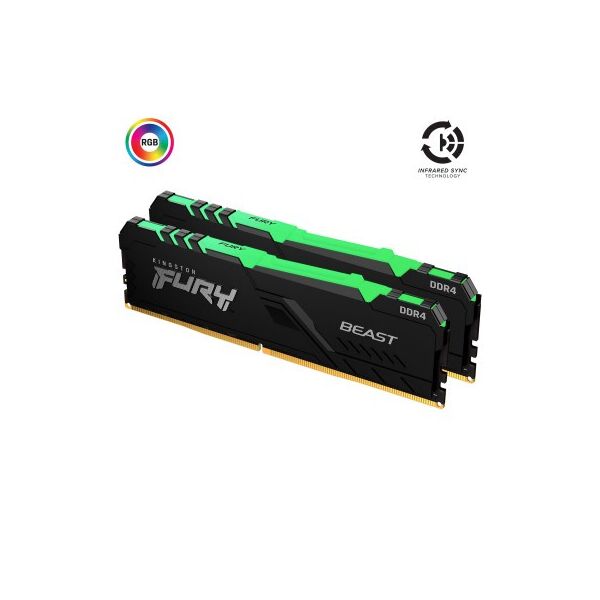 

Модуль пам'яті для комп'ютера DDR4 16GB (2x8GB) 3200 MHz Fury Beast RGB HyperX (Kingston Fury) (KF432C16BBAK2/16)