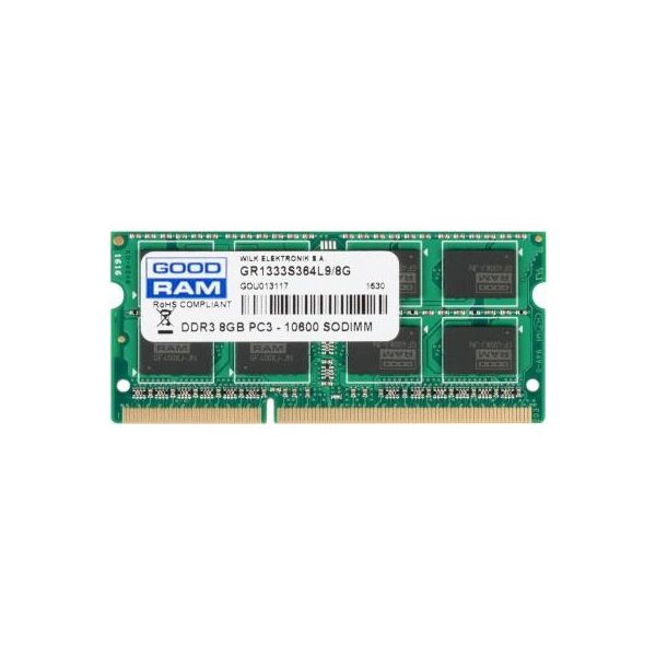 

Модуль пам'яті для ноутбука SoDIMM DDR3 8GB 1333 MHz Goodram (GR1333S364L9/8G)