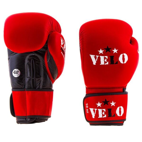 

Боксерские перчатки кожаные красные 10oz Velo AIBA