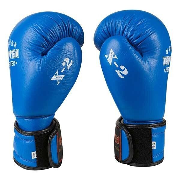 

Боксерские перчатки кожаные синие 8oz Top Ten TT-X2