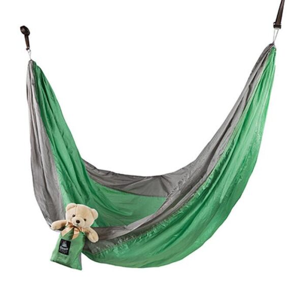 

Гамак Green Camp "CANYON", 310*220 см, парашютный шелк, серый/зеленый, крепеж, до 180кг.