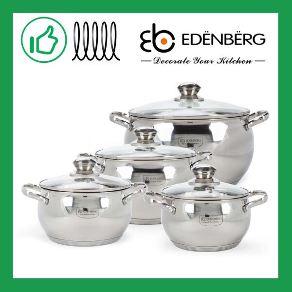 

Набор кастрюль Edenberg из нержавеющей стали 8 предметов EB-1115 (dnEB1115g001)