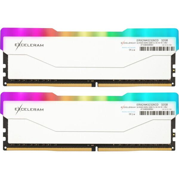 

Модуль памяти eXceleram DDR4 32GB (2x16GB) 3200 MHz RGB X2 Series White (ERX2W432326CD)