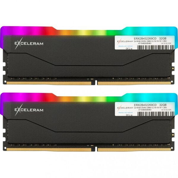 

Модуль памяти Exceleram 32 GB (2x16GB) DDR4 2666 MHz RGB X2 Series Black (ERX2B432269CD)