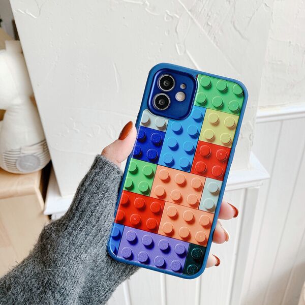 

Чехол для iPhone X/XS Разноцветное Лего с защитой камеры