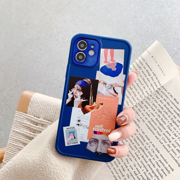 

Чехол для iPhone 12 Lady Fashion с боковой печатью и защитой камеры Синий