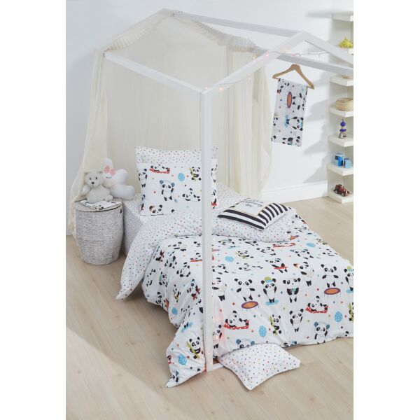 

Постельное белье Lotus Home Perfect Ranforce - Love panda белый полуторный