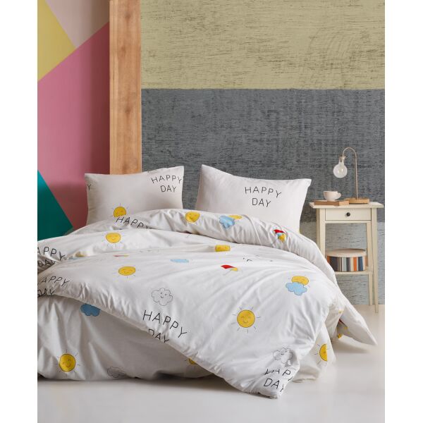 

Постельное белье Lotus Home Perfect Ranforce - Happy sun белый полуторный