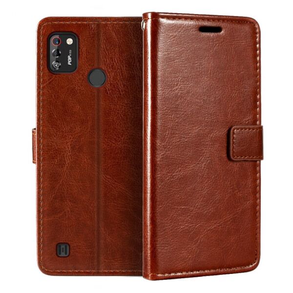 

Чехол Fiji Leather для Tecno POP 4 Pro (BC3) книжка с визитницей темно-коричневый