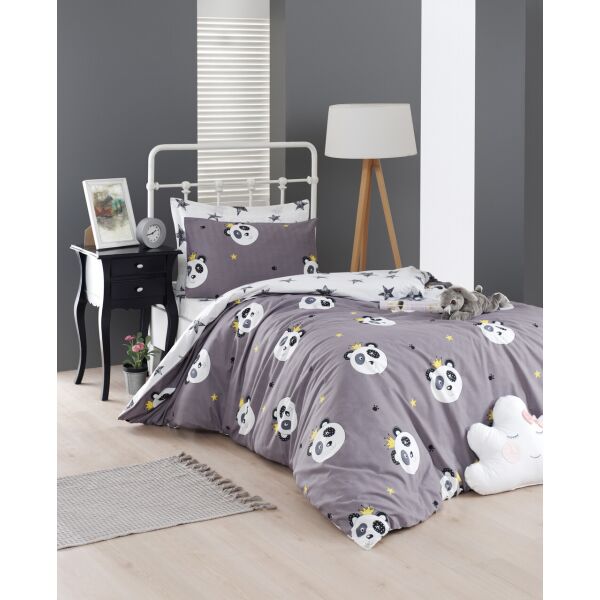 

Постельное белье Lotus Home Perfect Ranforce - Panda star серый евро