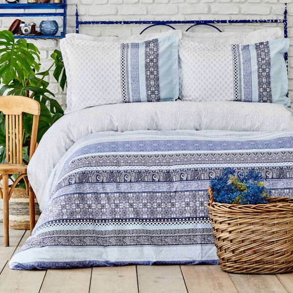 

Постельное белье Karaca Home ранфорс - Nileso mavi синий полуторное