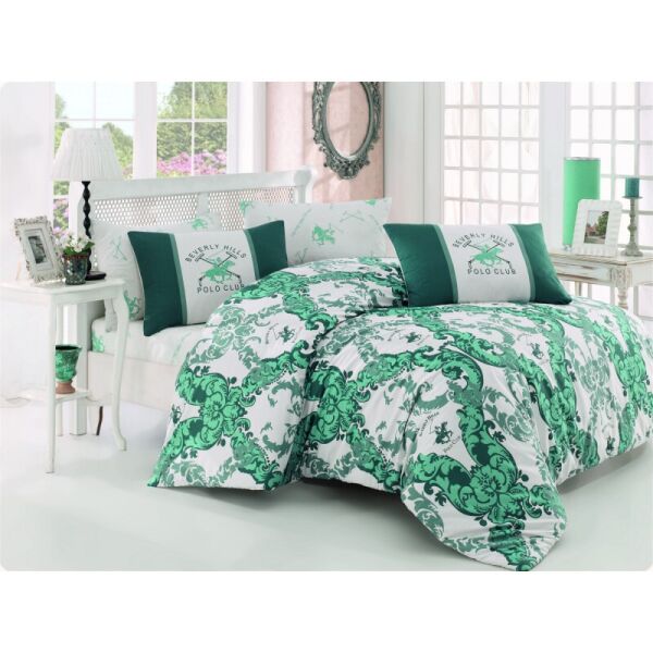 

Постельное белье Beverly Hills Polo Club ранфорс - BHPC 024 Green евро