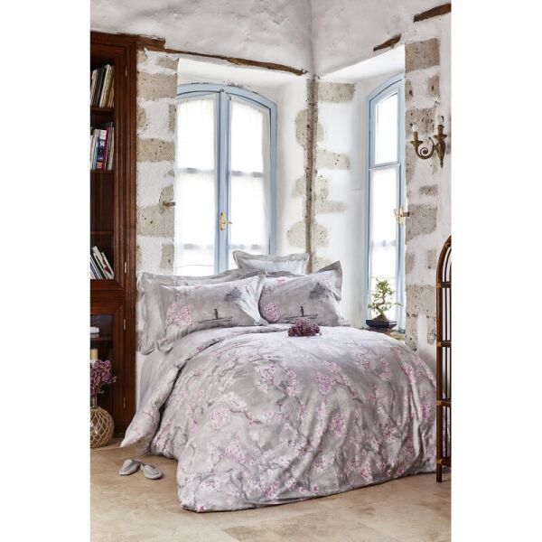 

Постельное белье Karaca Home ранфорс - Akina gri 2019-2 серый полуторное