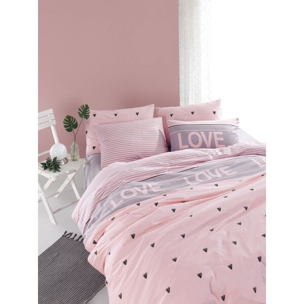 

Постельное белье Lotus Home Perfect Ranforce - Love you лиловый семейный