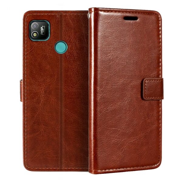 

Чехол Fiji Leather для Tecno POP 4 (BC2) книжка с визитницей темно-коричневый