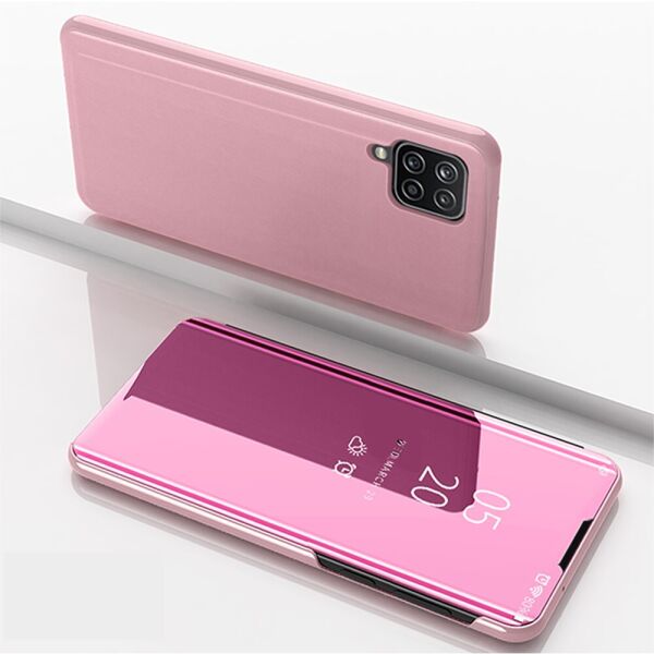 

Чехол книжка для Samsung Galaxy M32 M325 боковой с зеркальной поверхностью, Золотисто-розовый