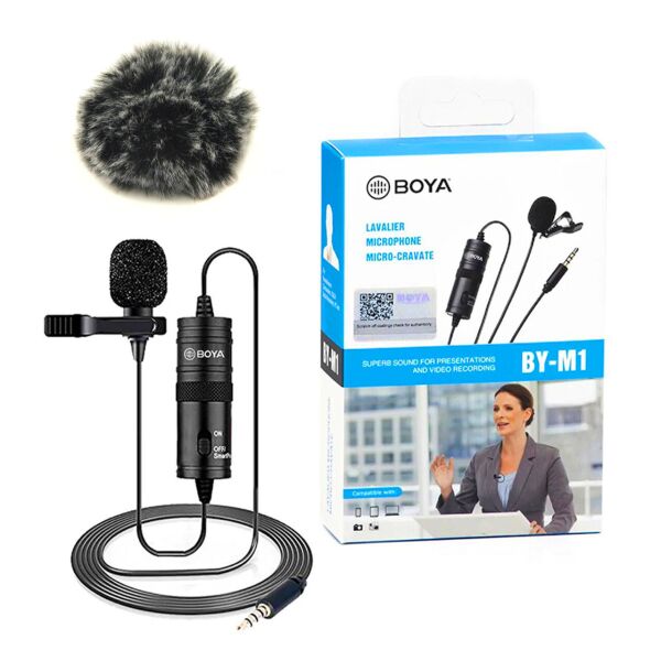 

Петличный микрофон Boya BYM1, меховая ветрозащита, петличка для смартфона, камеры, ПК