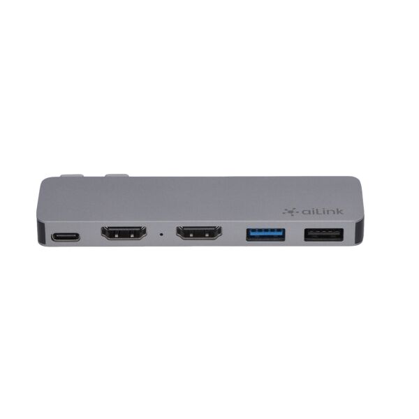 Акція на USB-хаб адаптер Ailink Aluminium USB-C 4K HDMI Hub Car Reader 6 в 1 Space Grey від Allo UA