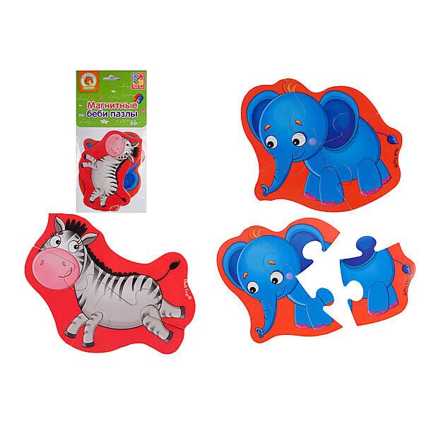 

Слоник и Зебрик, Магнитные Baby Puzzle, Vladi Toys