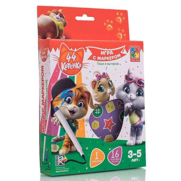 

Игра с маркером, 3-5 лет, 44 Кота (рус), Vladi Toys
